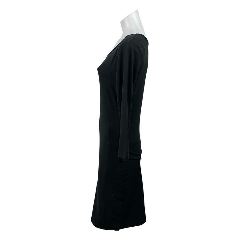 Say What? Black Scoop Neck Long Sleeve Stretch Mini Bodycon Sweater Dress Size M