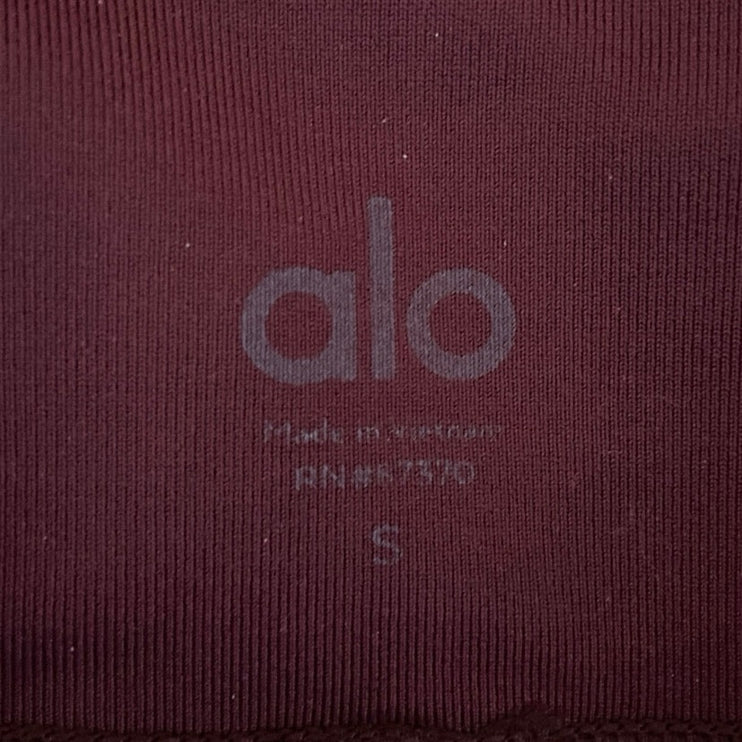 Alo Red Mid Rise Pull On Pleated Mesh Compression Yoga Athletic Leggings Size S