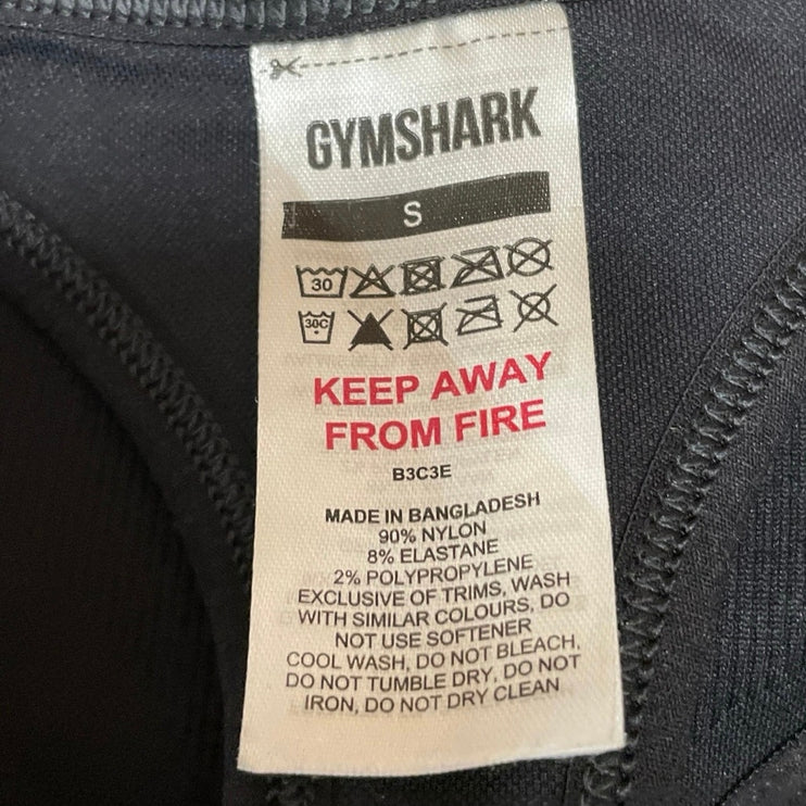 Gymshark Lift Varsity Black Racerback Seamless Sports Bra Cropped Tank Top Sz S