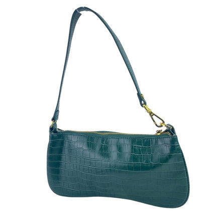 JW Pei Eva Women's Dark Green Croc Vegan Leather Shoulder Handbag OS