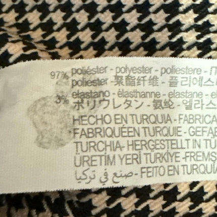 Zara Black Tan Houndstooth Ruched Long Sleeve Collar Button Mini Shirt Dress S