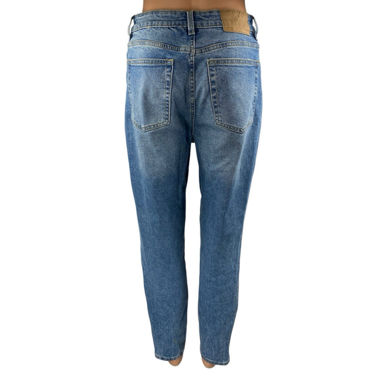 H&M Divided Women's Blue High Waisted Straight Tapered Denim Jeans Pants Size 6