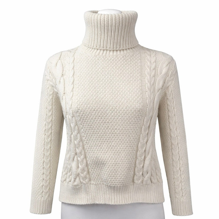 Madewell Women's Cable Knit Turtle Neck Long Sleeve Sweatshirt Sweater Top Sz M