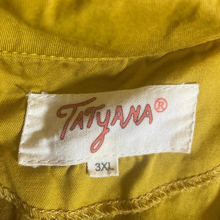 Tatyana All Aboard Yellow Embroidery Button Up Midi Flare A-Line Shirt Dress 3XL