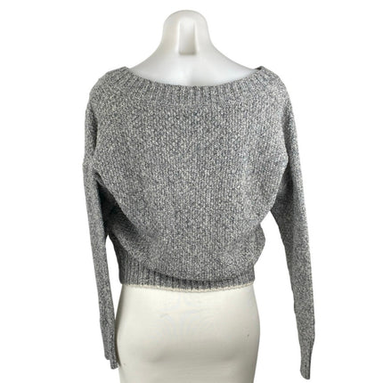 Abercrombie & Fitch Womens Gray Cable Knit V-neck Long Sleeve Crop Sweater Top M