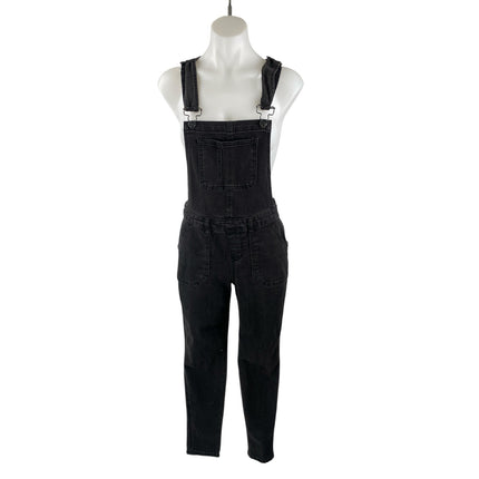 No Boundaries Black Denim Square Neck Sleeveless Overall Jumpsuit Romper Size S