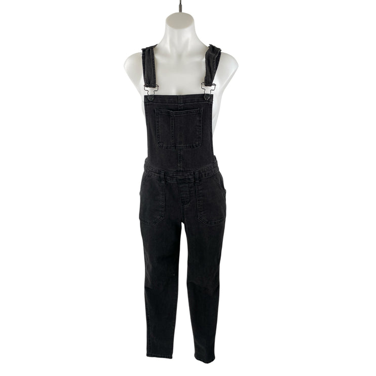 No Boundaries Black Denim Square Neck Sleeveless Overall Jumpsuit Romper Size S