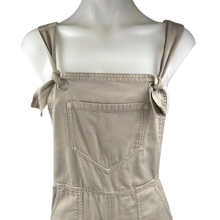 NEW Anthropologie Beige Sleeveless Baggy Wide Leg Palazzo Overall Jumpsuit Sz M