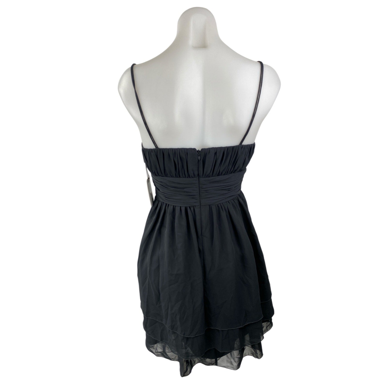 NEW Calvin Klein Black Mesh Sheer Ruched V Neck Sleeveless Mini A-Line –  Brie