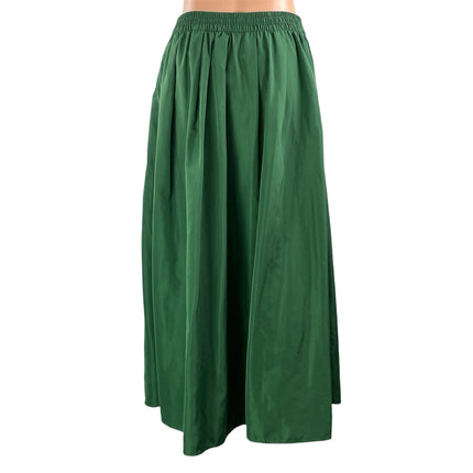 Zara Women's Green Pleated Elastic Waist Flowy Casual Maxi A-line Skirt Size M/L