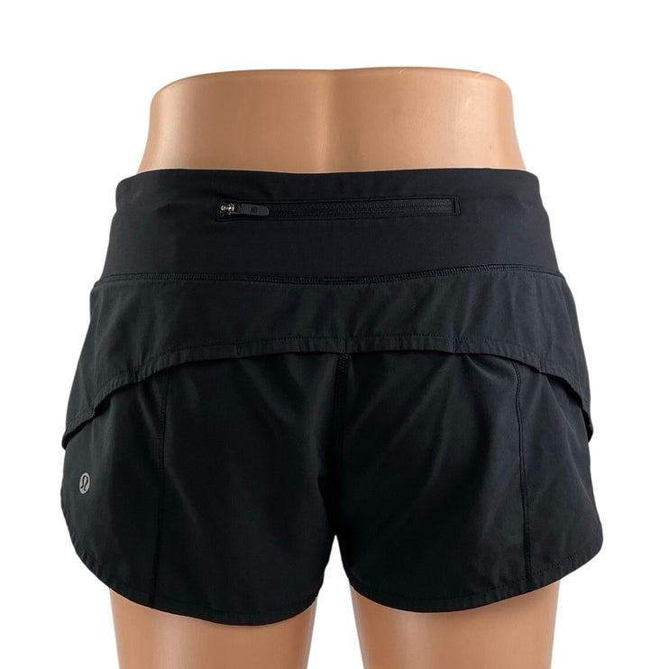 Lululemon Speed Up Black High Rise Workout Yoga Gym Athletic Running Shorts Sz 4