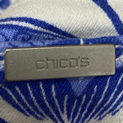 Chico's So Slimming Girlfriend Crop Blue White Paisley Floral Denim Jeans Size 0