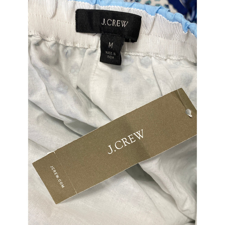 NEW J.Crew White Blue Floral High Waisted Boho Tiered A Line Midi Skirt Size M