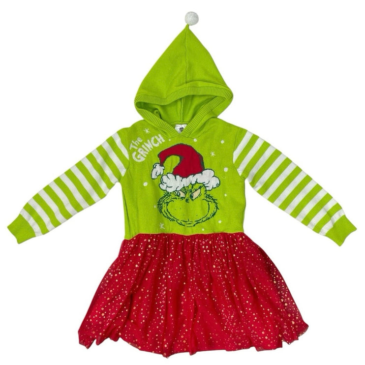 The Grinch Dr. Seuss Toddler Girls Stripe Graphic Hooded Mini Tutu Flare Dress S