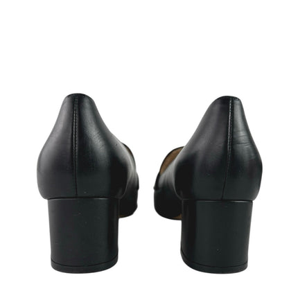 Stuart Weitzman Riela 50 Women's Black Leather Block Heels Slip On Pumps Sz 8.5