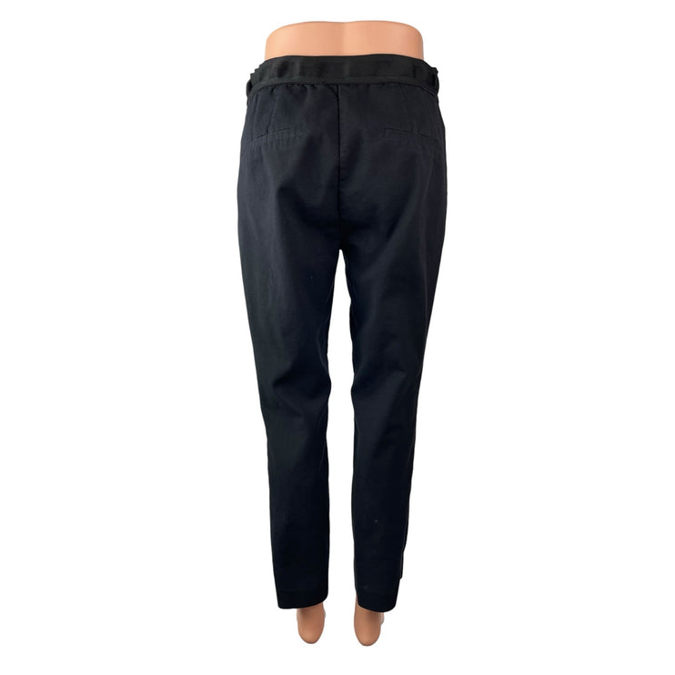 Zara Womens Black High Rise Slim Fit Office Tapered Trousers Dress Pants Size M