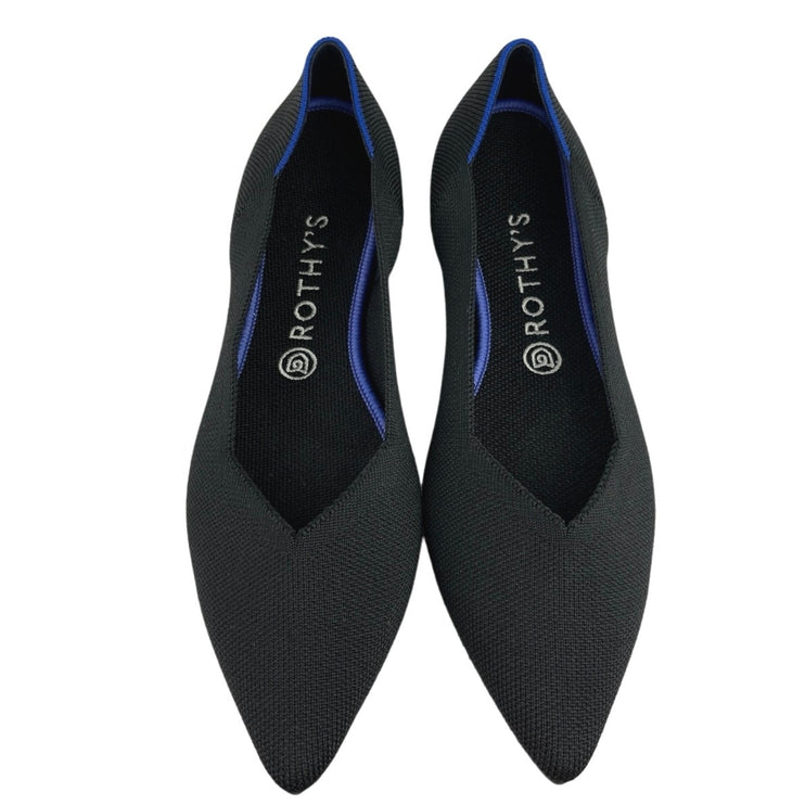 Rothy’s The Point Black Knit Pointed Toe Slip On Comfort Flats Pumps Shoes 10.5