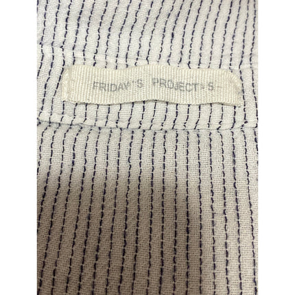 Friday's Project Striped Collar Long Sleeve Half Button Shirt Tunic Blouse Top S