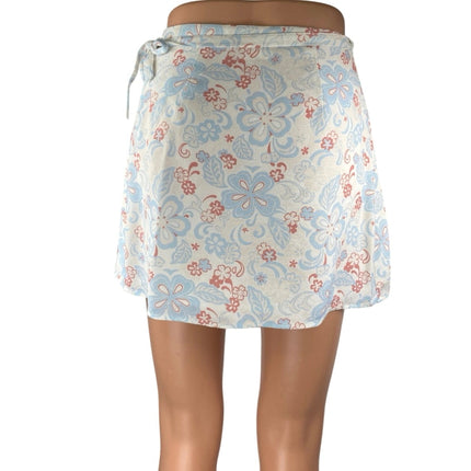 Aritzia Sunday Best White Floral Tie Waist Mini Wrap A-Line Skirt Skort Size XS