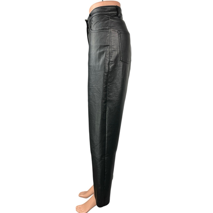 Aritzia Wilfred Women's Black Faux Vegan Leather High Waist Straight Pants Sz 8