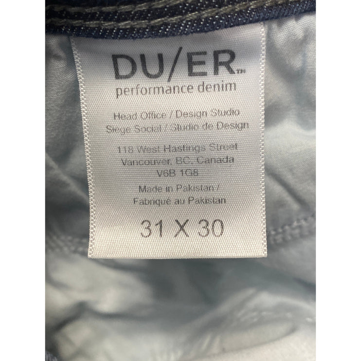 DU/ER Men's Blue Mid Rise Slim Fit Straight Leg Performance Denim Jeans Pants 31