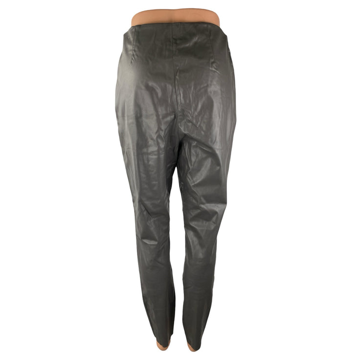 H&M Women's Gray Faux Vegan Leather High Waisted Skinny Trousers Pants Size 8