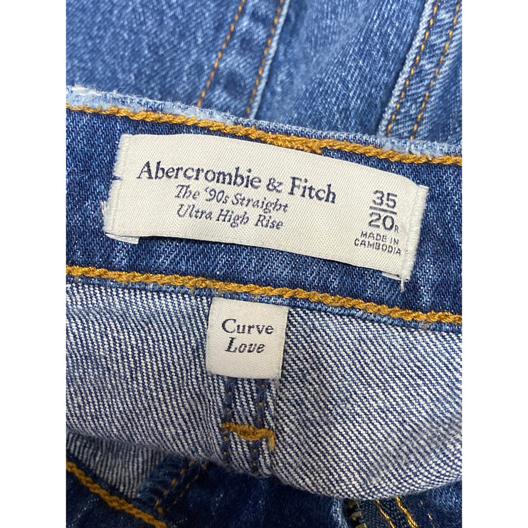 Abercrombie & Fitch The 90s Straight Women's Blue High Rise Denim Jeans Pants 35