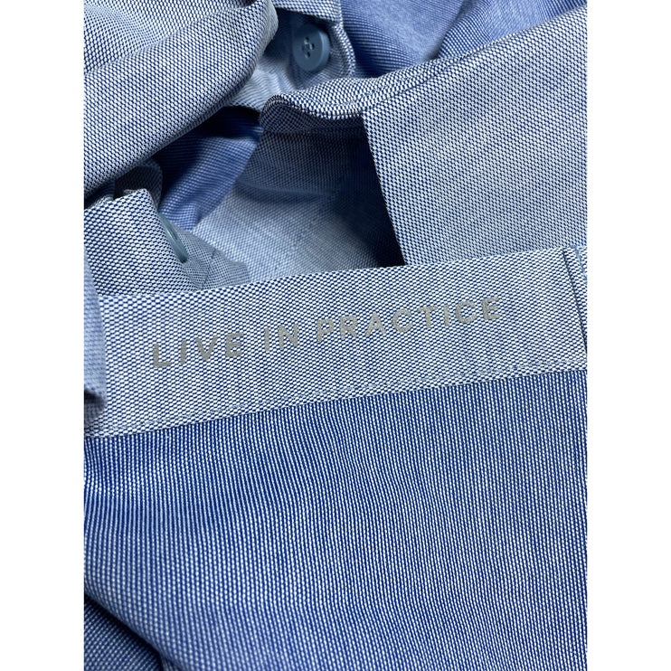 Lululemon Live In Practice Men's Blue Long Sleeve Button Down Shirt Top Size M