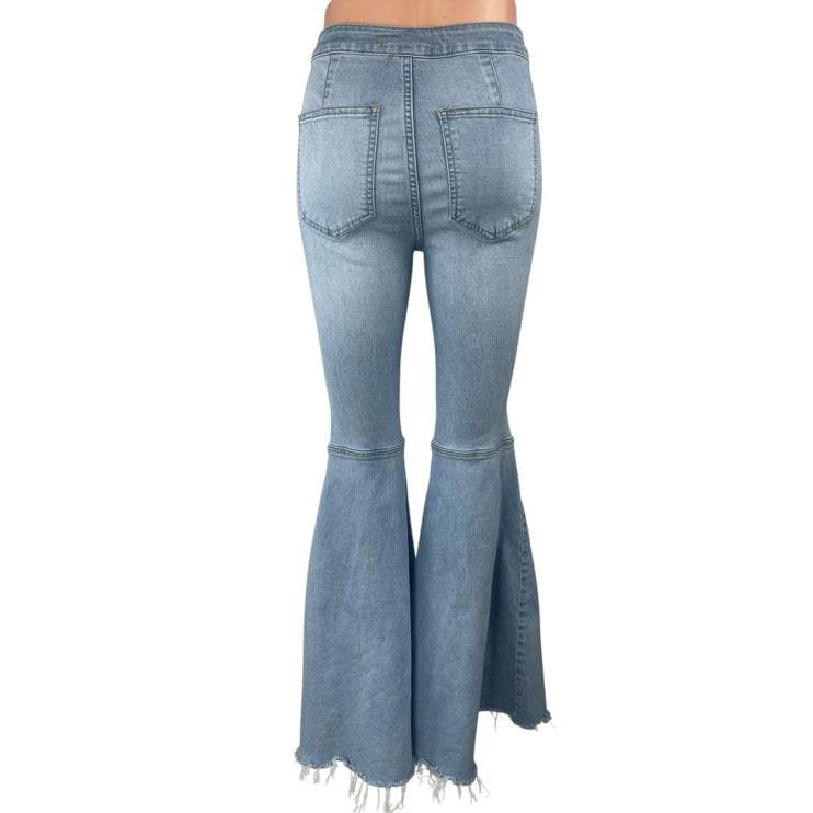 Free People Blue High Rise Bell Bottom Bootcut Flare Denim Jeans Pants Size W25