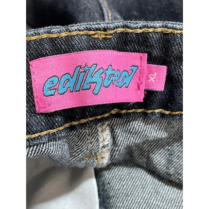 Edikted Women's Black Dark Wash High Rise Wide Leg Baggy Denim Jeans Size XL