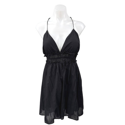 Zara Women's Black Sleeveless Smocked Ruffle Mini Cami Camisole Tank Dress Sz XS