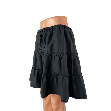 Aritzia Sunday Best Black High Waisted Tiered Ruffle A Line Mini Skirt Size L