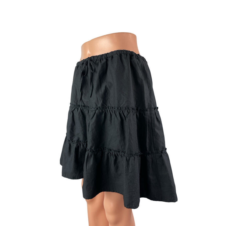 Aritzia Sunday Best Black High Waisted Tiered Ruffle A Line Mini Skirt Size L
