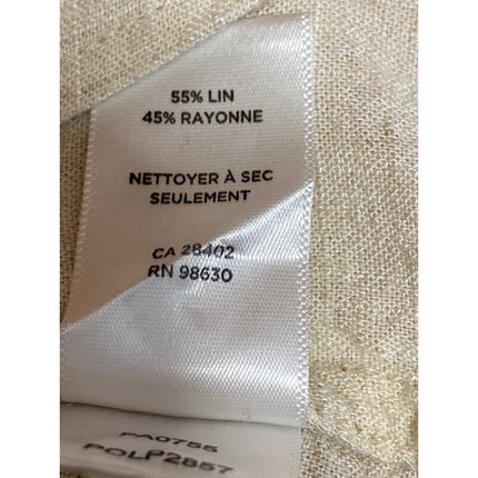 Lilla P Women Yellow Linen Short Sleeve V Neck Button Up Tie Hem Blouse Top Sz S