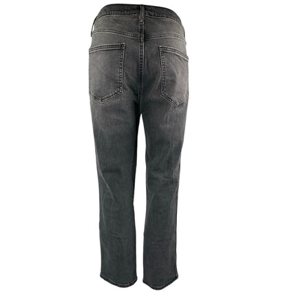 Gap Vintage Silm Women's Black High Rise Distressed Straight Leg Denim Jeans 31