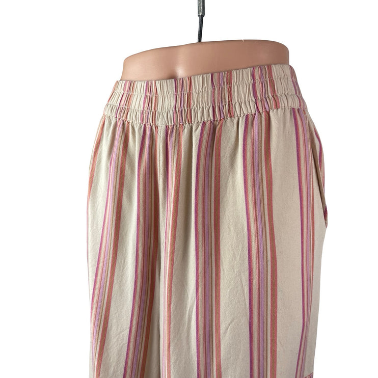 American Eagle Women's Stripe High Rise Palazzo Wide Leg Cargo Trousers Pants L