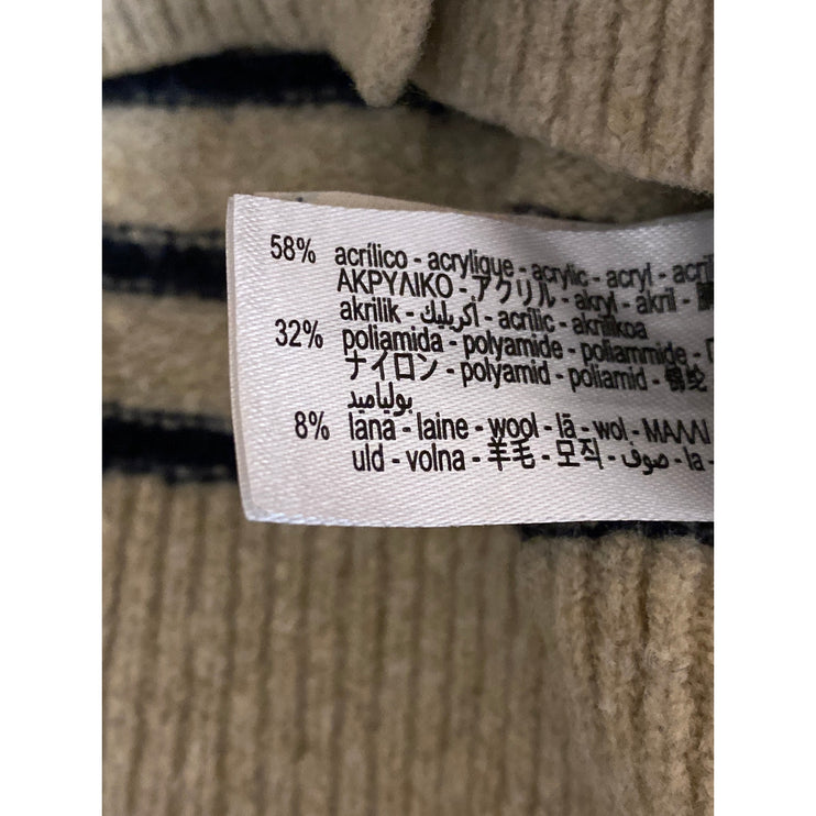 Zara Women's Beige Wool Striped Long Sleeve Button Down Cardigan Sweater Top M