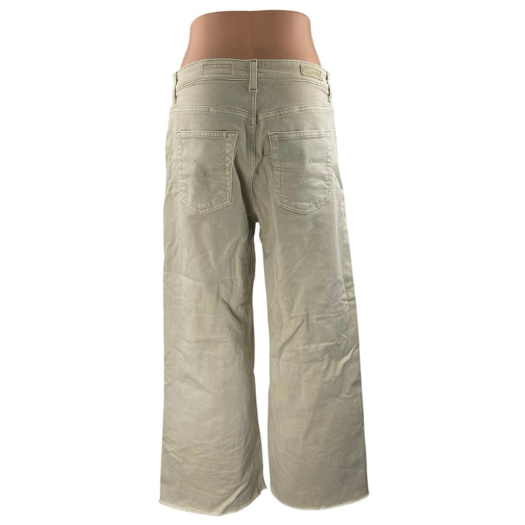 Adriano Goldschmied Beige High Waist Frayed Hem Palazzo Wide Leg Denim Jeans 29