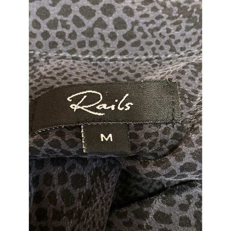 Rails 100% Silk Womens Black Snakeskin Print Long Sleeve Button Down Shirt Top M