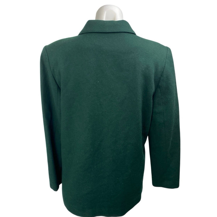 Sag Harbor 100% Wool Green Notch Collar Button Long Sleeve Blazer Coat Jacket 8