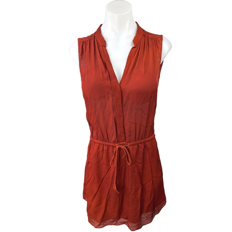 Aritzia Babaton 100% Silk Benedict Red Sleeveless Mini Shirt Dress Size XXS