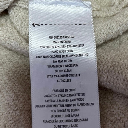 Joie Cream Linen Crew Neck Twist Front Long Sleeve Pullover Sweater Top Size XXS