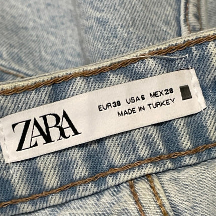 Zara Women's Blue High Rise Light Wash Distressed Cut Off Denim Jean Shorts S