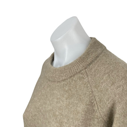 Zara Women's Beige Alpaca Wool Crew Neck Long Sleeve Sweatshirt Sweater Top Sz L