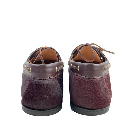 NEW J.Crew Haircalf Classic Womens Purple Leather Lace Up Flat Loafer Shoes Sz 9