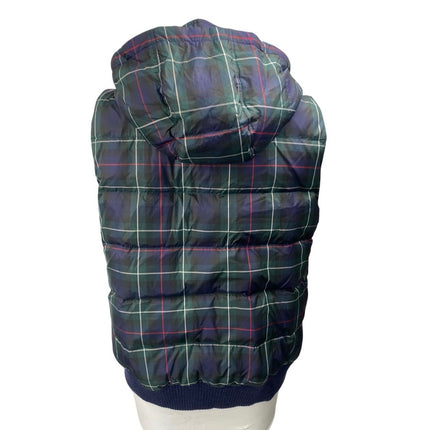 J.Crew Multicolor Plaid Checkered Zip Up Snap Button Hoodie Puffer Coat Vest XL