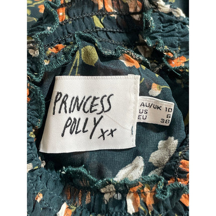 Princess Polly Evening Bloom Green Semi Sheer Ruffled Tiered Floral Mini Dress 6