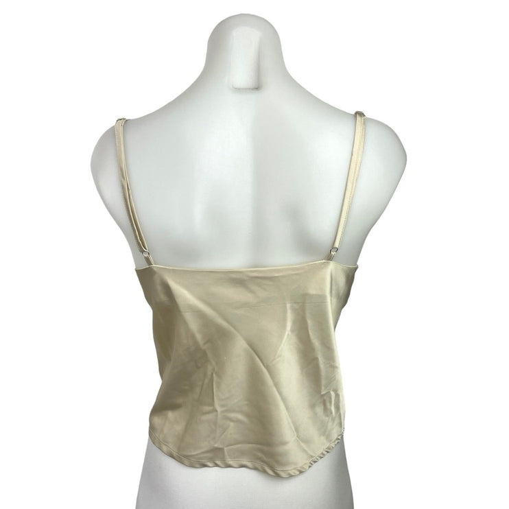 The Impeccable Pig Cream Satin Spaghetti Strap Soft Cami Tank Top Size M