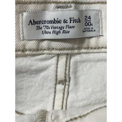 Abercrombie & Fitch The 70s Vintage Flare White High Rise Denim Jeans Size 24