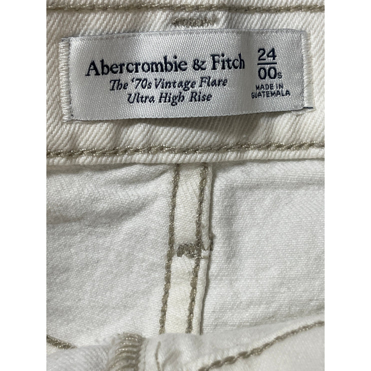 Abercrombie & Fitch The 70s Vintage Flare White High Rise Denim Jeans Size 24